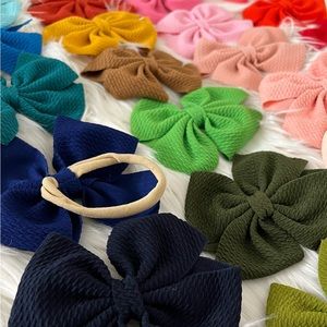 🎀NEW 30 - 5.5” INCH BOHO WAFFLE BOWS W ALLIGATOR CLIPS OR PONYTAIL/HEADBAND!